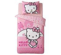 BrandMac - Juego de funda nórdica reversible para bebé, 100 x 135 cm y funda de almohada de 40 x 60 cm, certificado Öko-Tex Standard 100, color rosa y blanco