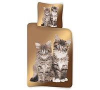 BrandMac Juego de ropa de cama con diseño de gato (135 x 200 cm, 80 x 80 cm)