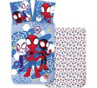 BrandMac Juego de ropa de cama de Spidey y sus amigos Tamaño individual | Funda de edredón 140x200 cm y funda de almohada 60x65 | Juego de ropa de cama para niños 100% algodón | Diseño suave
