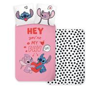 Brandmac - Juego de cama para bebé o cama pequeña Stitch & Angel, funda nórdica de 100 x 135 cm + funda de almohada de 40 x 60 cm, 100% algodón