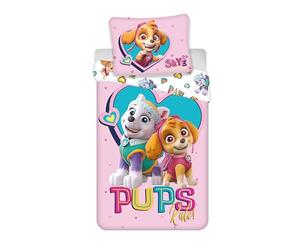 BrandMac Paw Patrol Stella and Everest Juego de Ropa de Cama, 100% algodón, Funda nórdica de 100x135 cm + Funda de Almohada de 40x60 cm