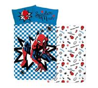BrandMac – Juego de cama para cuna Spiderman, 100% algodón, funda 100x135 + 40x60, reversible