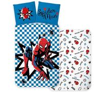 BrandMac Spiderman - Juego de ropa de cama tamaño cuna | Funda de edredón de 100 x 135 cm + funda de almohada de 40 x 60 cm, 100% algodón | Juego de ropa de cama reversible para cuna de Spiderman