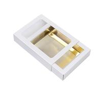 BrandNewCake® Caja de Chocolate Pequeña - 15.5x11.5x3.2cm - Blanco/Dorado - Pack de 26 Unidades - Ideal para Regalos