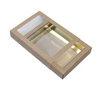 BrandNewCake® Caja para Chocolate - 20.5x15x3.4cm - Color Kraft/Oro - Pack de 3 - Ideal para Regalos