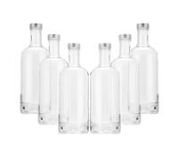 BrandPrint Juego de 6 botellas de cristal modelo ISIDE, 750 ml, tapón de rosca color plata | Botella cristal agua licores
