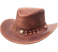 Brandslock Sombrero de Estilo Vaquero Australiano de ala Ancha de Estilo para Hombre (Camello, L)