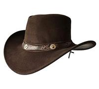 BRANDSLOCK Sombrero de vaquero de cuero para hombres y mujeres, ligero, hecho a mano, moldeable, ala ancha, duradero, marrón, XXL
