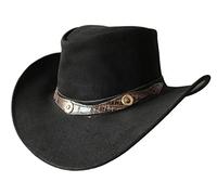 BRANDSLOCK Sombrero de vaquero de cuero para hombres y mujeres, ligero, hecho a mano, moldeable, ala ancha, duradero, Negro, XXL