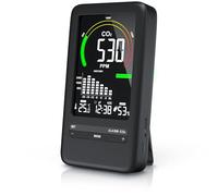 Brandson Detector de CO2 Controlador de Calidad del Aire NDIR Sensor de dióxido de Carbono Medición PPM Co2 Pantalla Humedad Ambiente Alarma, Reloj Termómetro higrómetro Batería Recargable de 2000mAh