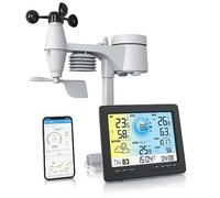 Brandson - Estación meteorológica inalámbrica inalámbrica con sensor exterior 5 en 1 - Datos meteorológicos mediante aplicación WiFi - Previsión meteorológica - Temperatura interior y exterior