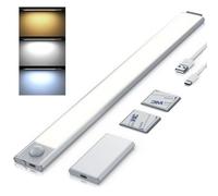 Brandson Luz Led Armario Cocina con Sensor de Movimiento Interior PIR, 40cm Barra Armario Lampara Luces USB Recargable sin Cables, 300 lm Luz LED Magnética, Para Gabinete Cocina Escalera Pasillo