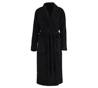 Brandsseller Albornoz Unisex de Microfibra L/XL - Bata de Baño Suave con Cuello Chal y Bolsillos para Hombre y Mujer - Ideal para Casa, Viajes, Hotel o Spa - Color Negro