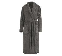 Brandsseller Albornoz Unisex de Microfibra S/M - Bata de Baño Suave con Cuello Chal y Bolsillos para Hombre y Mujer - Ideal para Casa, Viajes, Hotel o Spa - Color Gris