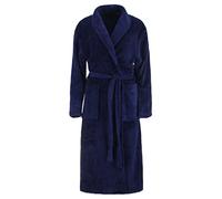 Brandsseller Albornoz Unisex de Microfibra XXL/3XL - Bata de Baño Suave con Cuello Chal y Bolsillos para Hombre y Mujer - Ideal para Casa, Viajes, Hotel o Spa - Color Azul Marino
