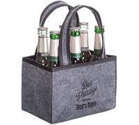 Brandsseller Bolso de mano para hombre, para botellas, bolsa de la compra, de fieltro, para 6 botellas, varios diseños, Antracita-el líquido, ca. 22,5 x 15 x 14 cm, Trendy