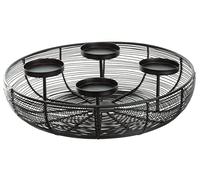 Brandsseller Corona de Navidad en Metal Negro Ø 36,5 cm - Corona de Adviento Decorativa con portavelas Moderno para 4 Velas de Pilar, Centro de Mesa Elegante con diseño Atemporal