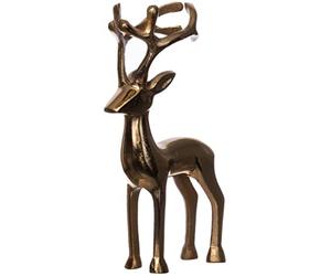 Brandsseller Figura decorativa de reno, decoración navideña, ciervo decorativo, aluminio, dorado, 15 cm de alto