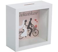 Brandsseller Hucha para boda, diseño de marco de madera y cristal auténtico, blanco