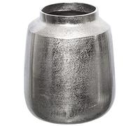 Brandsseller Jarrón decorativo de aluminio, jarrón de flores, jarrón de mesa, plateado, diámetro de 21 cm x altura de 26,5 cm