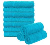 Brandsseller Juego de 10 Toallas de Jabón 30 x 30 cm Franela Toalla para Invitados con Percha Algodón 470 g/m² Baño Hogar - Turquesa
