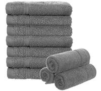 Brandsseller Juego de 10 Toallas de Jabón 30 x 30 cm Franela Toalla para Invitados con Percha Algodón 470 g/m² Baño Hogar - Gris Claro