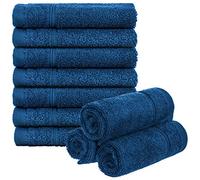 Brandsseller Juego de 10 Toallas de Jabón 30 x 30 cm Franela Toalla para Invitados con Percha Algodón 470 g/m² Baño Hogar - Azul