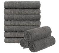 Brandsseller Juego de 10 Toallas de Jabón 30 x 30 cm Franela Toalla para Invitados con Percha Algodón 470 g/m² Baño Hogar - Antracita