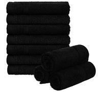 Brandsseller Juego de 10 Toallas de Jabón 30 x 30 cm Franela Toalla para Invitados con Percha Algodón 470 g/m² Baño Hogar - Negro