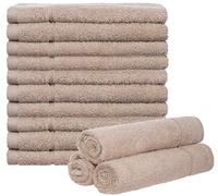 Brandsseller Lote de 10 Toallas de Cortesía 30 x 50 cm Tela de Cortesía Toalla de Rizo con Percha Algodón 450 g/m² Cuarto de Baño Menaje - Arena