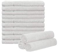 Brandsseller Lote de 10 Toallas de Cortesía 30 x 50 cm Tela de Cortesía Toalla de Rizo con Percha Algodón 450 g/m² Cuarto de Baño Menaje - Blanco
