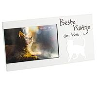 Brandsseller Marco de fotos con diseño de gato de espejo (25 x 13 x 1,2 cm), color blanco mate