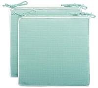 Brandsseller Set de 2 Cojines de asiento 40x40x4 cm - Cojine para silla repelente al Agua con Cintas de Sujeción aspecto de Lino - interior y exterior - Cocina,Terraza, Jardín - Menta