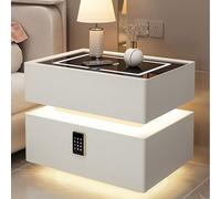 BRANII Mesita de Noche Moderna con Cajón Almacenamiento, Mesita de Noche Inteligente con Pantalla Táctil, Cómoda de Noche, for Dormitorio, Sala de Estar (Color : Wit, Size : 40x40x48cm)