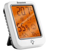 Brannan Termómetro digital para interiores, higrómetro y medidor de humedad, termómetro preciso para invernaderos, registro de valores máximos y mínimos, pantalla LCD retroiluminada