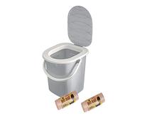 BranQ - Home essential BranQ portátil para Camping (22 L) con 40 Bolsas de Inodoro orgánicas, de plástico, con máx. Soporta hasta 120 kg, Color Gris Claro, Unisex