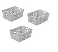 BranQ Home essential Cesta de almacenamiento universal multifuncional en diseño de algodón, sin BPA, juego de 3 unidades, tamaño M - 6 L, color gris claro