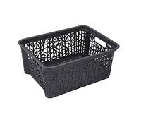 BranQ - Home essential - Cesta de almacenamiento universal, multifuncional, en diseño de bambú, plástico sin BPA, tamaño M - 5,4 L, 1 unidad, antracita