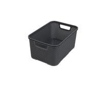 BranQ - Home Essential Cesta universal multifuncional en diseño de ratán, tamaño S 7 L, sin bisfenol A, plástico polipropileno, antracita, 28,5 x 19,5 x 12,9 cm