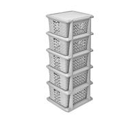 BranQ Home essential Estantería Universal Multifuncional con diseño de algodón, sin BPA, plástico, 5 cestas, Color Gris Claro