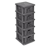 BranQ - Home essential Estantería Universal Multifuncional con diseño de bambú, sin BPA, 5 cestas, Color Antracita