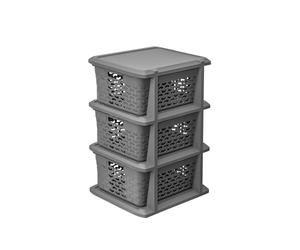BranQ - Home essential - Estantería universal multifuncional en diseño de algodón, sin BPA, plástico, 3 cestas, color marrón grisáceo