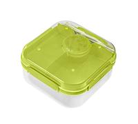 BranQ Home essential, Lonchera de plástico sin BPA de 1,6 litros para niños y adultos, caja bento de 2 capas con múltiples compartimentos, recipiente con tapa de rosca y tapa de cierre de clip seguro