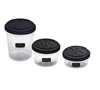 BranQ Home essential Rukkola Twist - Juego de tapas giratorias, plástico sin BPA, color negro, varios tamaños