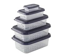 BranQ - Home Essential Set de Fiambreras ORI, Plástico Libre de BPA, Negro, Diferentes Tamaños, 5 SK.