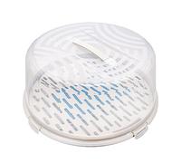 BranQ Home essential Tartera redonda con tapa alta, asa de transporte práctica y enfriamiento, plástico (PP), sin BPA, color crema/transparente, 334 x 156 mm