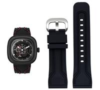 BRART Correa de reloj de goma para hombre, resistente al agua, a prueba de sudor, cadena de reloj diésel, 28 mm, accesorios de reloj negro y naranja, 28mm, Ágata