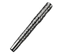 BRART Moonlight - Juego de pluma estilográfica de pistón con diseño hueco grabado, punta flexible, regalo de negocios (negro, F)
