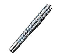 BRART Moonlight - Juego de pluma estilográfica de pistón con diseño hueco grabado, punta flexible, regalo de negocios (azul, F)