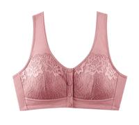 Bras for Older Women Comfortable Front Button Wireless Shaping Bra for Middle-Aged and Elderly Women (Pink,36)
